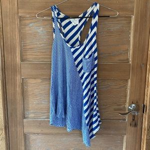 Asymmetric Racer Back Striped Tank Top